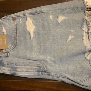 Distressed Light Blue Denim Shorts